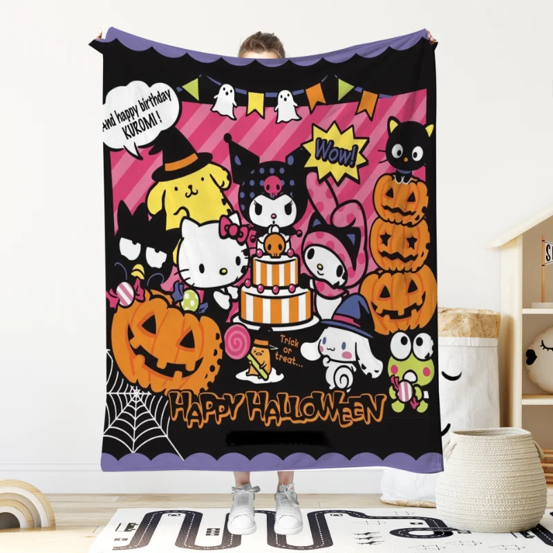 Sanrio Cartoon Anime Kulomi Flannel Blanket, Halloween Cute Hello Kitty Kids Blanket Home Decoration Blanket Nap Blanket