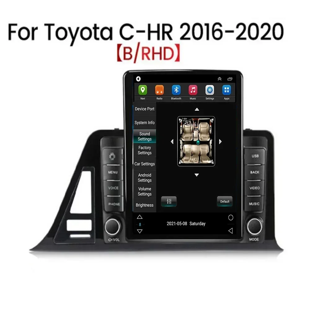 Para tesla estilo 2din android13 rádio do carro para toyota chr C-HR rhd 2016-2035 reprodutor de vídeo multimídia gps estéreo carplay dsp câmera