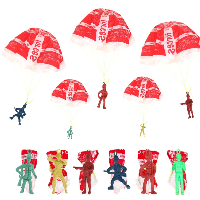 10pcs Plastic Ejecting Parachute Toy Outdoor Soldier Hand Throwing Parachute Toys for Kids Gift Novelty Sport Game