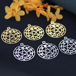 3pcs Pentagram Moon Phase Charms Drop Pendants Amulet Pentacle Zodiac DIY Earring Bracelet Jewelry Accessory Bulk Wholesale