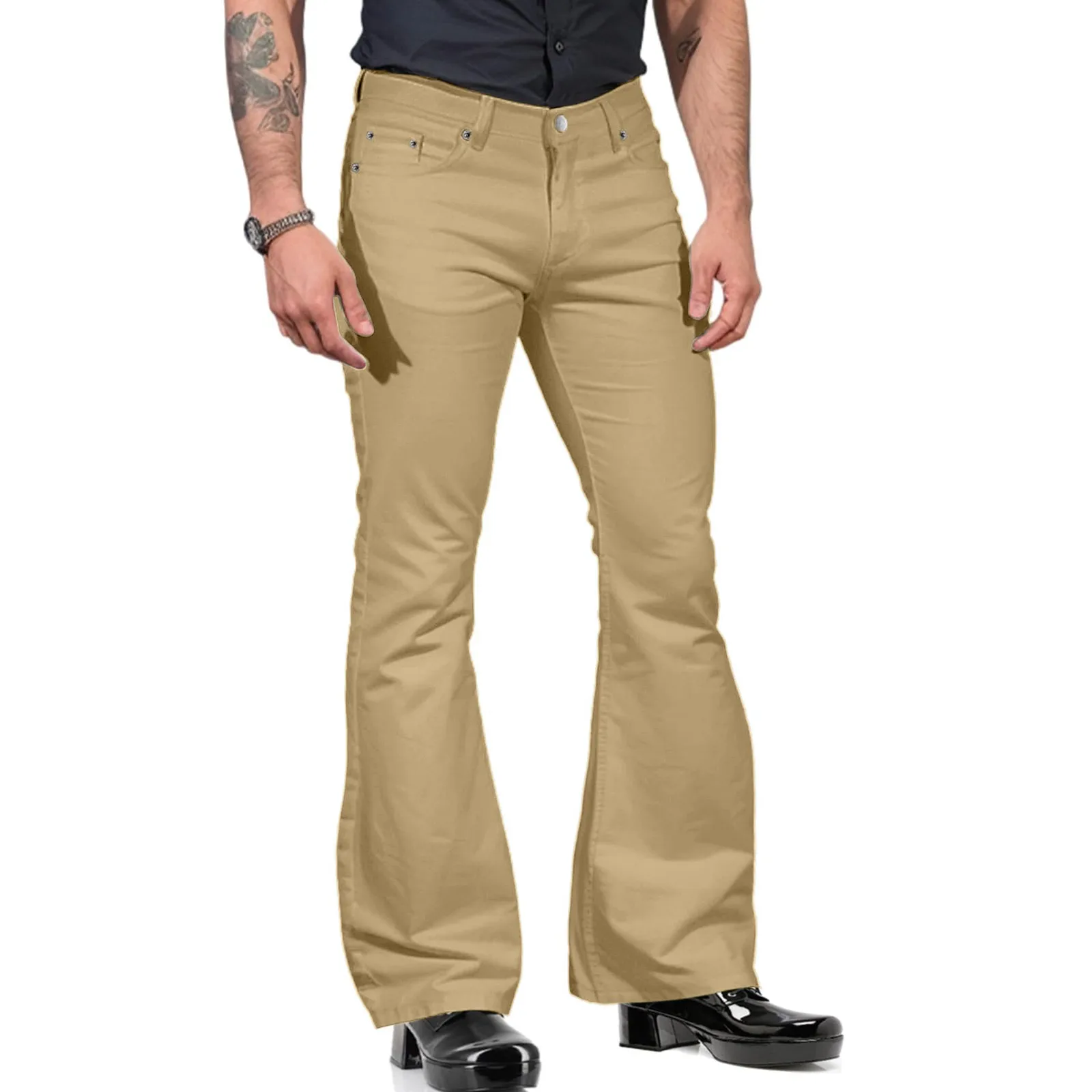 Pantalon long décontracté avec ceinture pour homme, pantalon assressenti, bas de cloche, style de rue, tendance de la mode, document solide