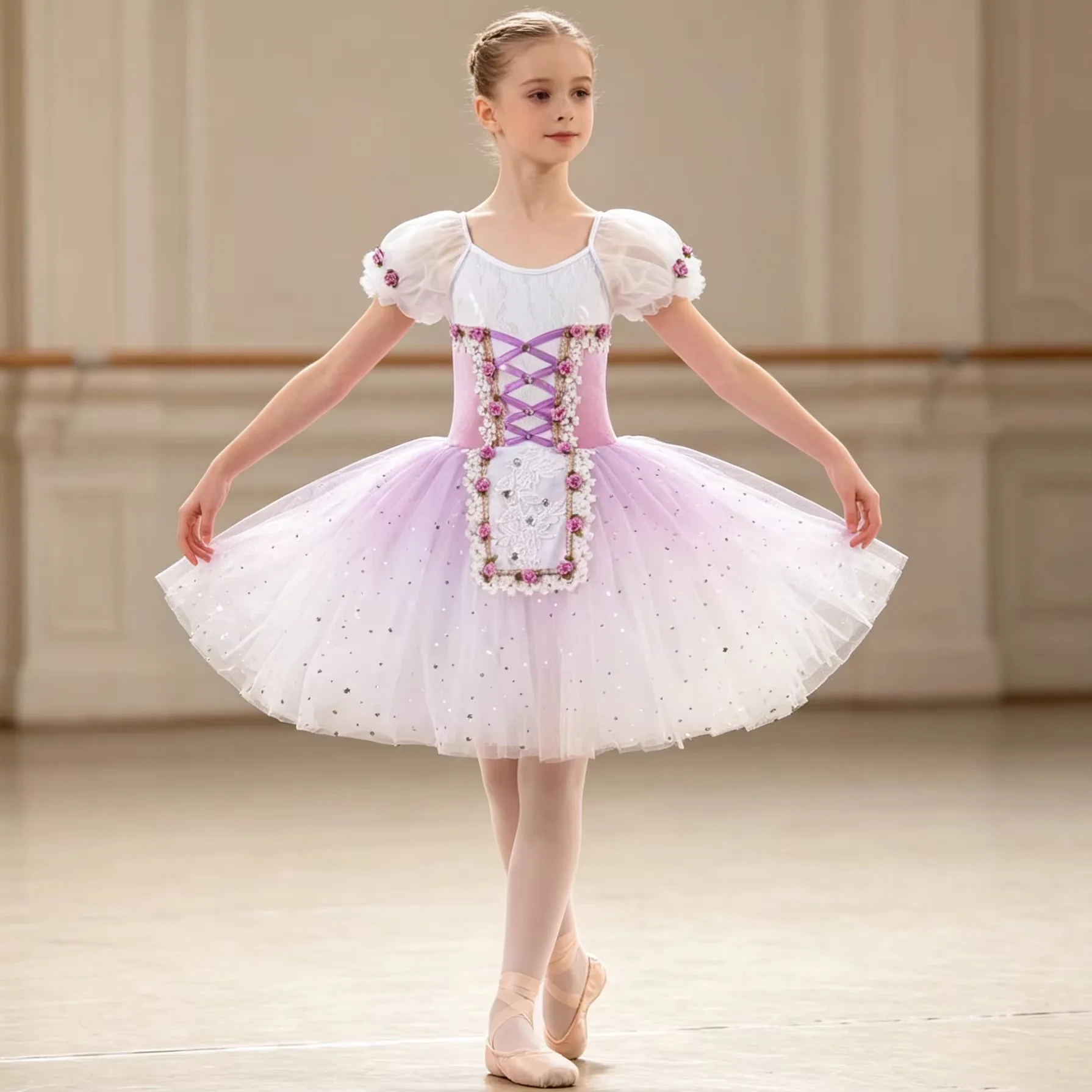 Vestido de tutú de ballet para mujeres adultas, tutús románticos para niñas, disfraces para presentaciones, vestido de ballet con degradado de color.