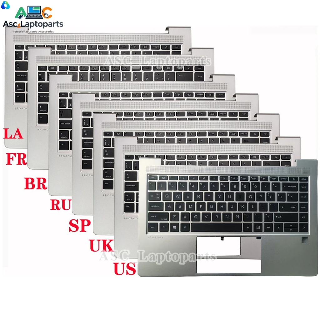 New Brazil French Latin Russian Spanish UK US For HP Probook 440 445 G9 , ZHAN 66 PRO 14 G5 Keyboard & Silver Palmrest, BACKLIT