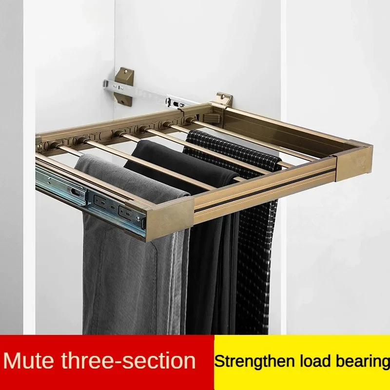 Pant Rack Telescopic Slide Rail Track Wardrobe Built-in Top-mounted Pull-out Pants Rack Storage Hanging Pants