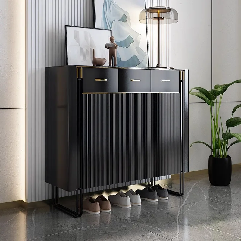 

Italian light luxury shoe cabinet, large-capacity household locker, post-modern wall-facing mystery cabinet storage