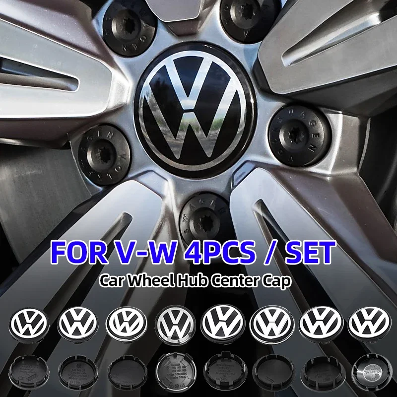 4pcs 55mm 56mm 65mm 63mm Car Styling Wheel Center Cap Hub Covers Badge Accessories For VW Volkswagen Golf Sharan Passat Tiguan