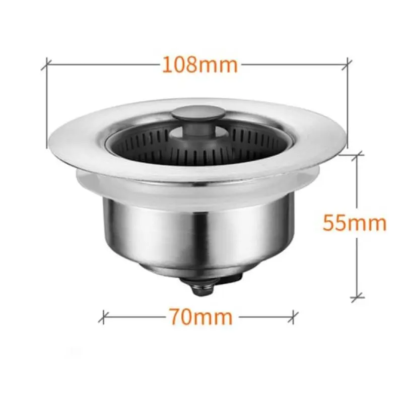 3 -in-1 Kitchen Sink Stopper Strainer 304 Stainless Steel Pop Up Sink Stopper Anti-Clogging Strainers Drain Filter Accessories