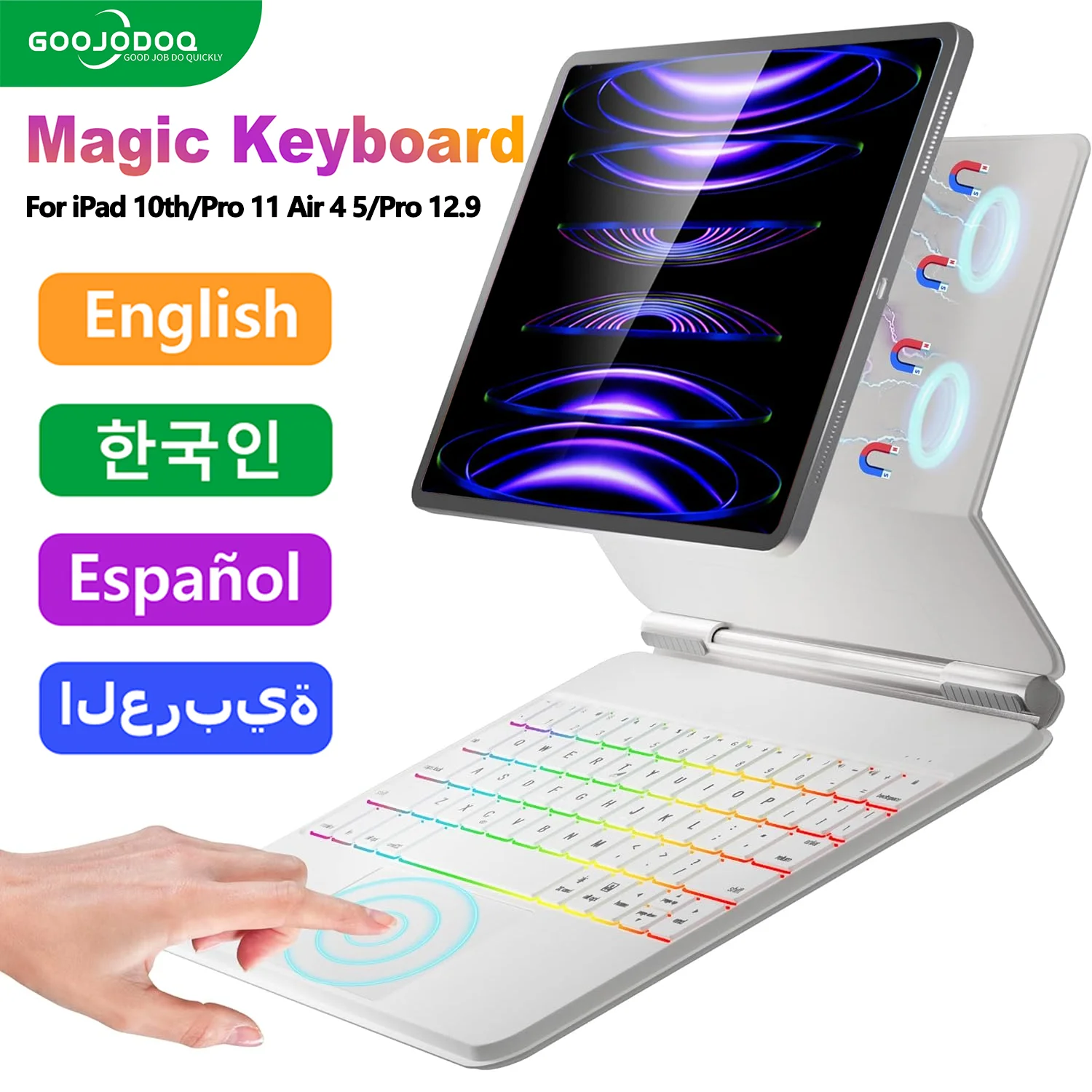 GOOJODOQ Arabic Magic Keyboard for iPad Pro 11 Air 4 Air 5 Air 6 for iPad Pro 12.9 6th 5th 4th 3rd  for iPad Keyboard GK03