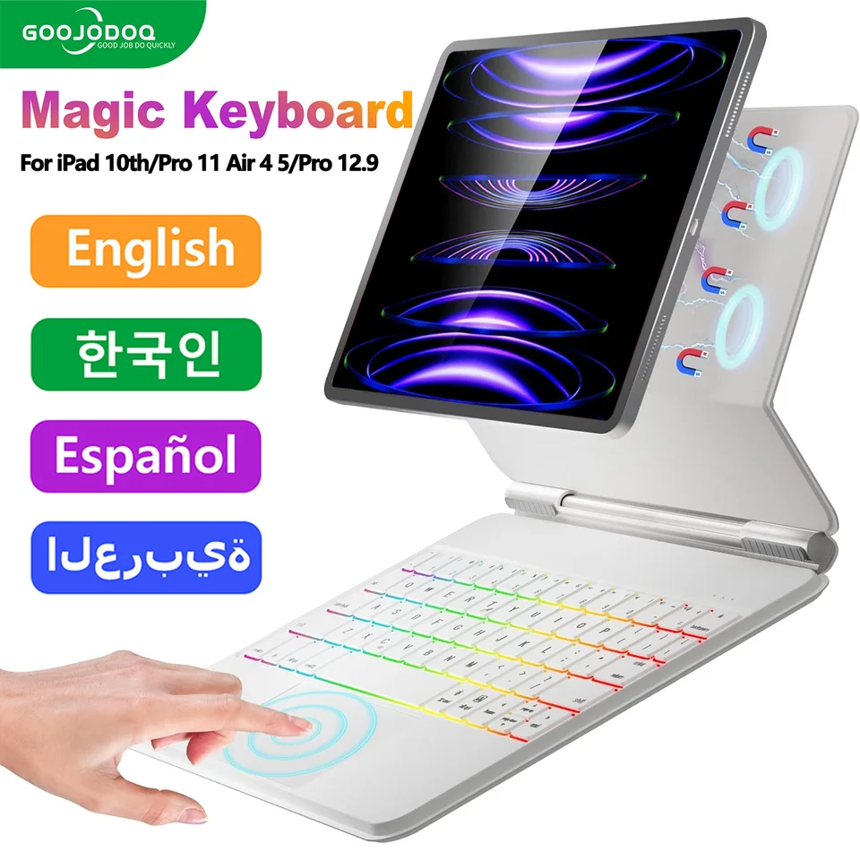 Bettdo ipad magic keyboard 新品（旧Goojodoq） GOOJODOQ Magic Keyboard for iPad Pro 11 13 2024 M4 Air 6 Air 4 Air
