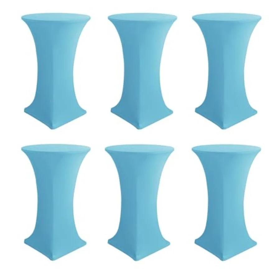

Cocktail Table Covers-Spandex Round High Top Table Cloths 6 Pack 32x43 Inch- Stretch Fitted Bar Tall Tablecloth for Pub Bistro