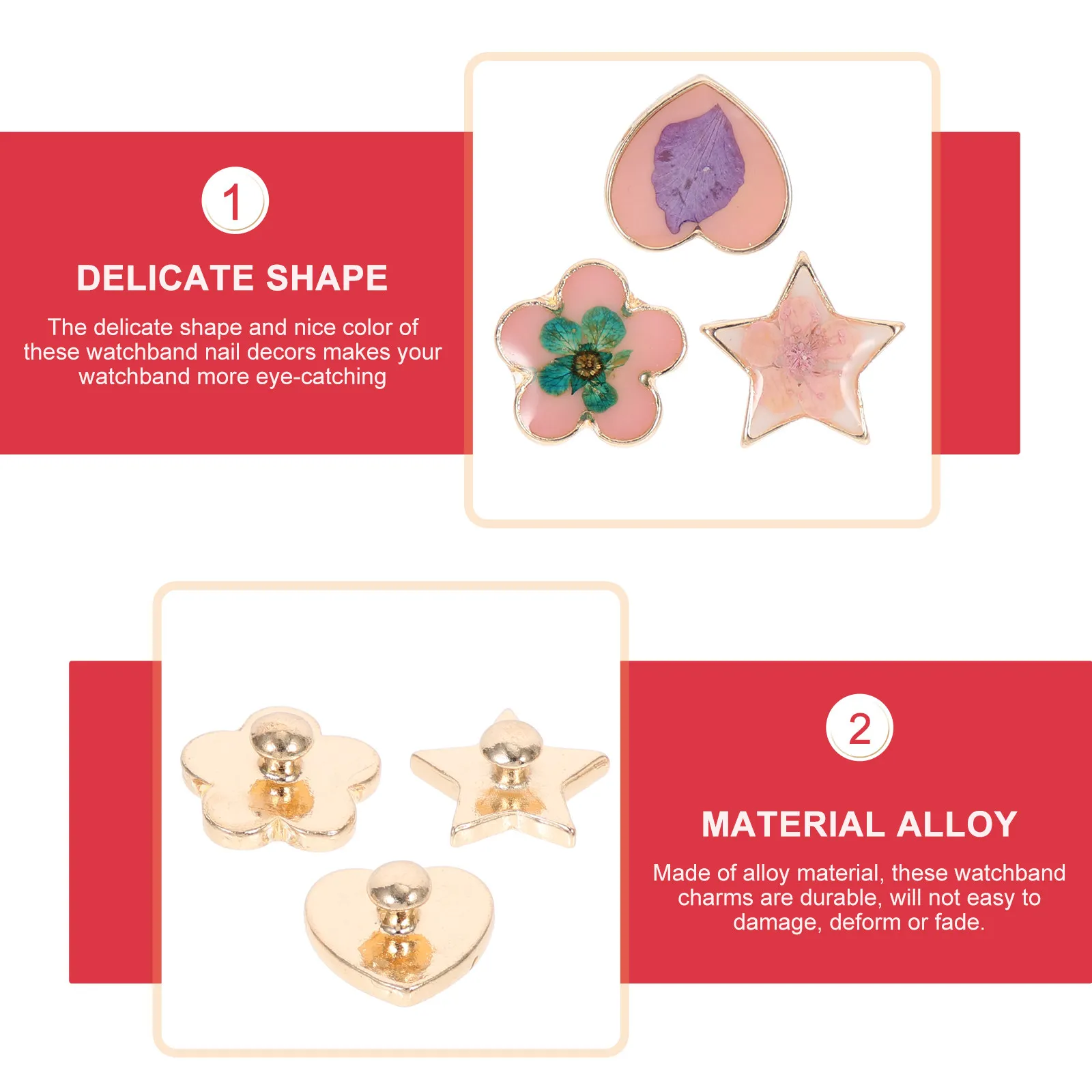 3Pcs Delicate Watchband Charm Set Alloy Watch Decor Wear-Resistant Fade-Proof Compact Luxury Watchband Nail for Smart Watch Band