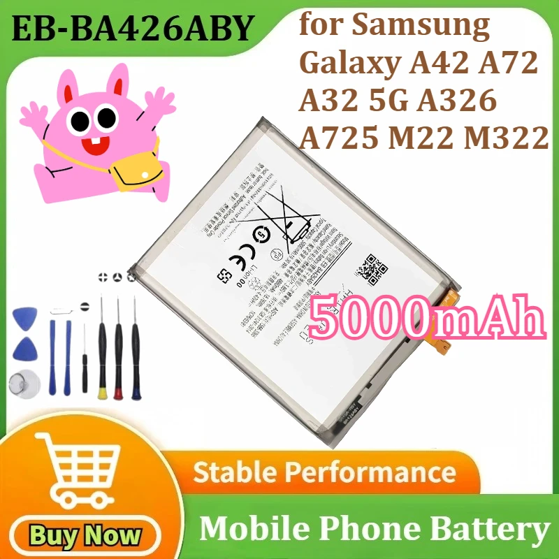 

New EB-BA426ABY Battery for Samsung Galaxy A42 A72 A32 5G A326 A725 M22 M322 High Quality Replacement Mobile Phone 5000mAh