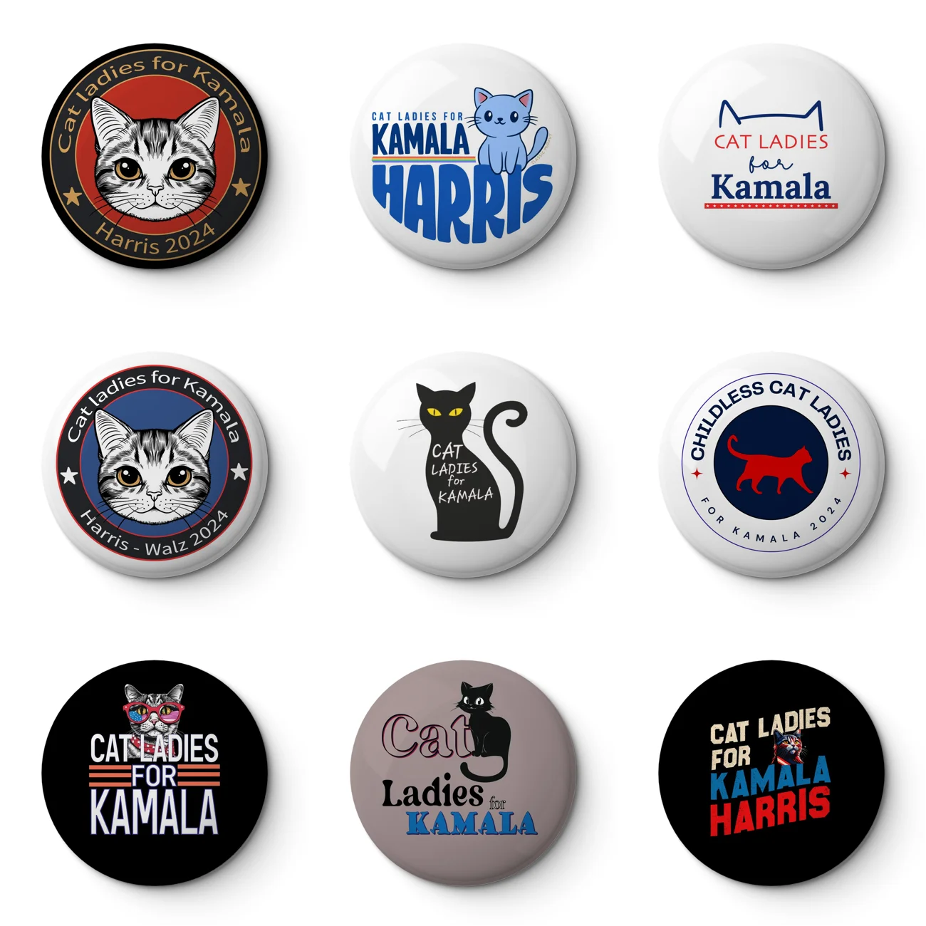 Cat Ladies For Kamala Soft Button Pin Customizable Metal Decor Women Jewelry Gift Cute Funny Hat Lover Lapel Pin