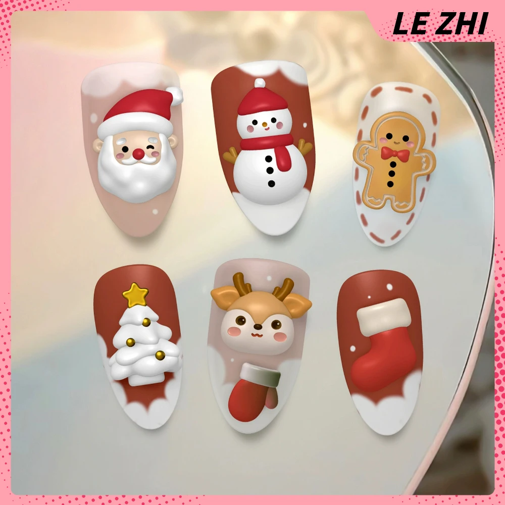 1 Uds. De dibujos animados de Papá Noel, árbol de Navidad, molde para tallar uñas, muñeco de nieve, ciervo, pan de jengibre, calcetines para hombre, molde de silicona, decoración de manicura, regalo