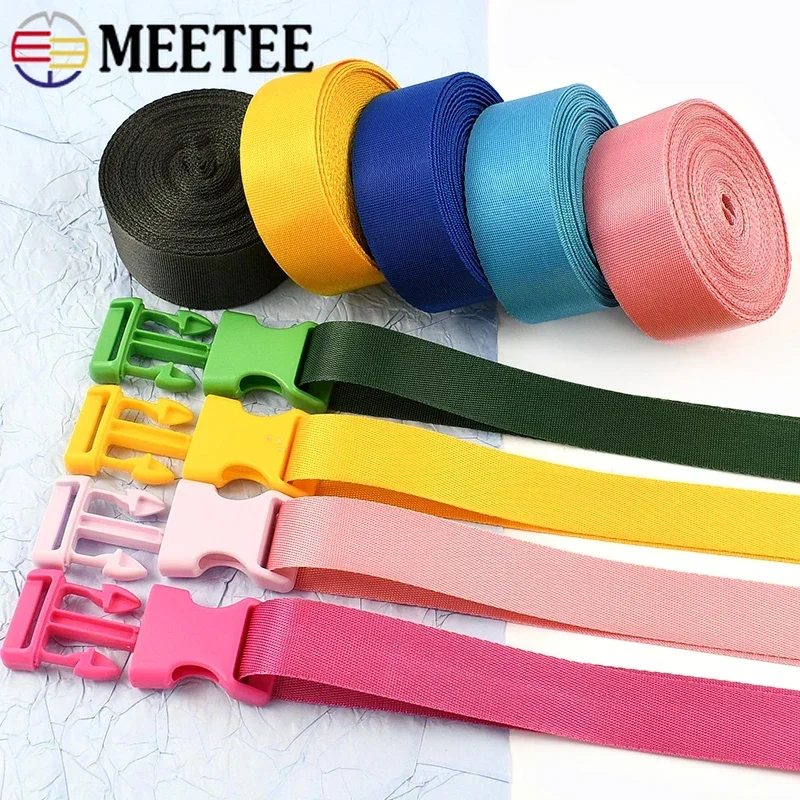 

1-5Sets 20/25mm Colored Bag Strap Nylon Webbing with Plastic Quick Release Buckle Pet Collar Straps DIY Bags Sewing Accessories