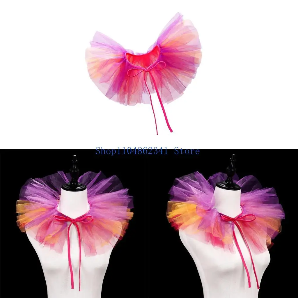 5ASD FASDABILE VICTORIAN SCARICA VICTORIO MESH ROFF RUFF MULticolor Fucile Fuce Collar per il girocollo clown Halloween