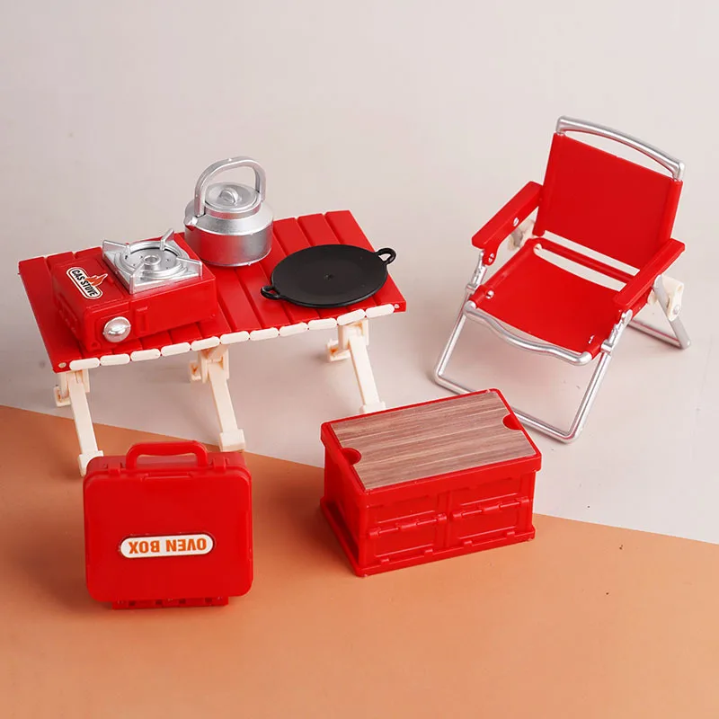 Maison de jeu pour enfants, jouets, chaises pliantes de Camping sur le terrain, Table de pique-nique, poêle à Cassette, Mini maison de poupée, modèle d'ornement