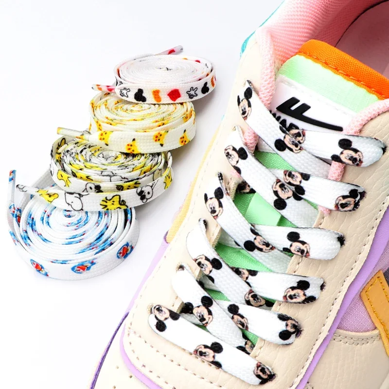 1Pair Cartoon Graffiti Printing Shoelaces Flat Shoe Laces Running Shoes Sneakers High Top Low Top Canvas Shoelace for Kids Adult