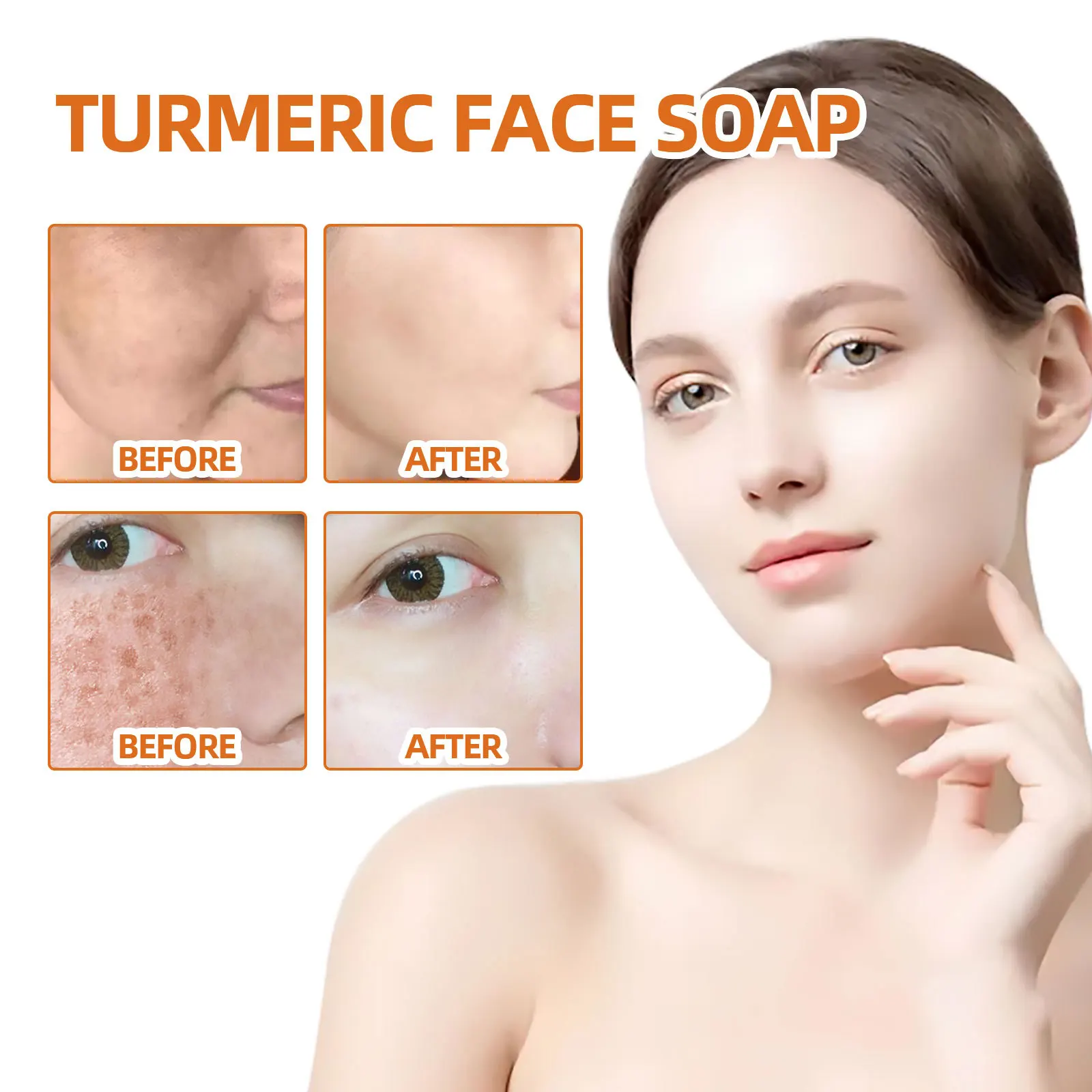 100g Turmeric Soap Original Handmade for Whitening Skin Dark Spot Facial Cleansing Anti Acne Treatment Lightening Moisturizing