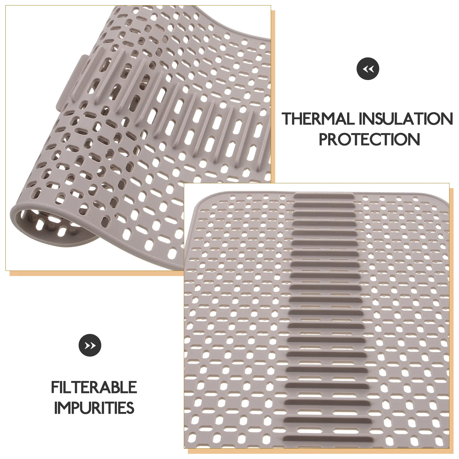 

Silicone Square Kitchen Sink With Drain Hole Non-Slip Dish Drying Mat For Home Heat Resistant Sink Protector Waterproof