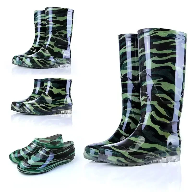 

Camo Rubber Boots Men Anti Slip High Water Shoes Kitchen Waterproof Rubber Shoes Work Rain Boots for Fishing 2024