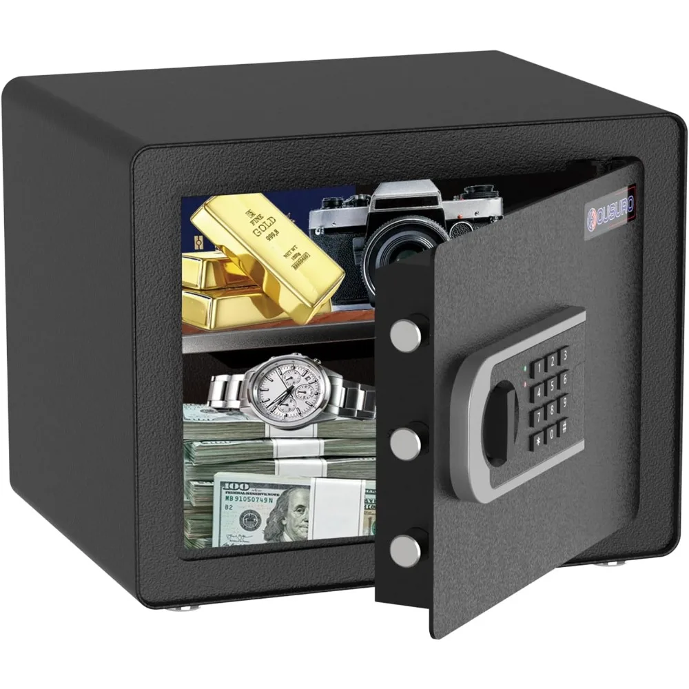 

Cub Safe Box - Home Security Safe for Cash, Money, Jewelry, Guns, Documents; Solid Steel Lock Box with Digital Electronic Se
