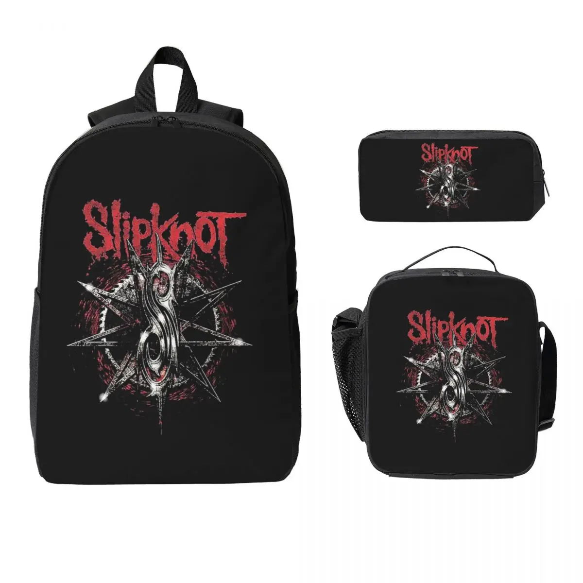 S-Slipknots – sac à dos de musique mentale lourde, sac d'école pour garçons et filles, sacs à bandoulière pour ordinateur, sac à déjeuner isolé 3ps, trousse à crayons