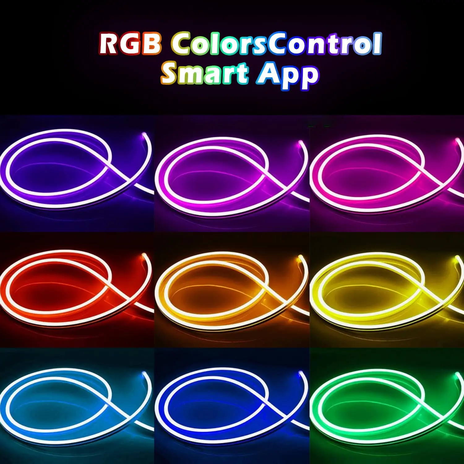 Led Neon RGB Rope Light - 10M RGB Elastyczne światła Strip Gaming Light Music Sync Neon Strip Lights DIY Design App Control Neon