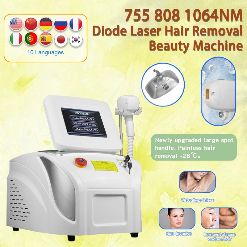 2024 Newst CE Approved Diode Laser Ice 755 808 1064 Hair Removal Machine Titanium Skin Rejuvenation Beauty Machine