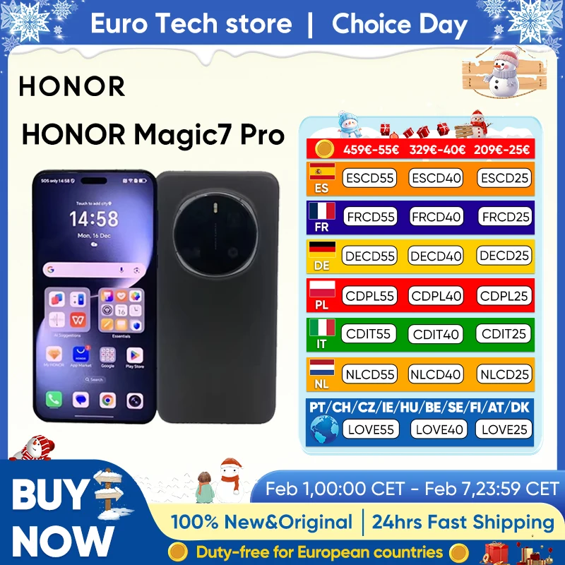 Version mondiale HONOR Magic7 Pro 5G Smartphone Snapdragon 8 Elite 6.8 ''120Hz LTPO affichage 100W Charge 5270mAh IP68 BT5.4 OTG