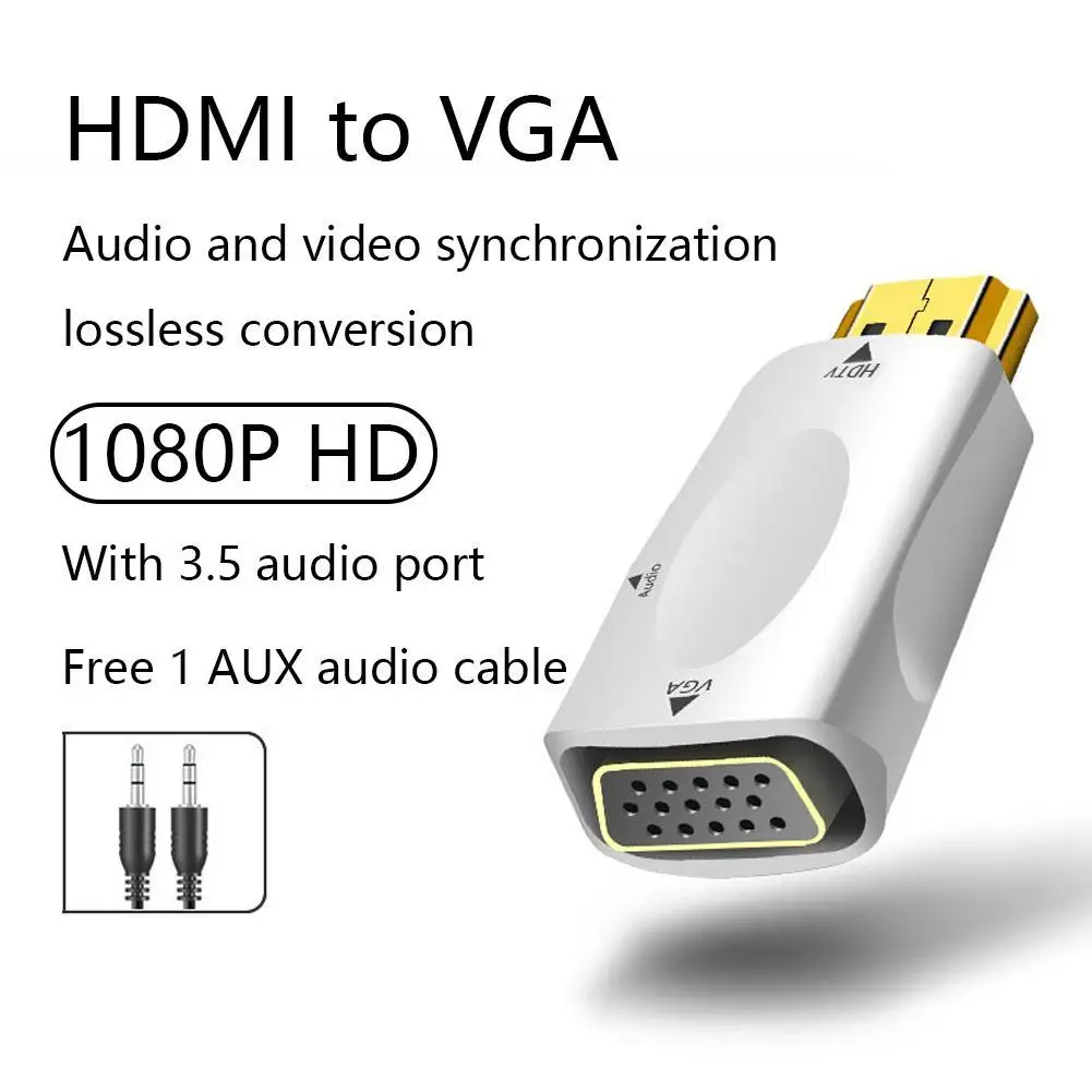 HDMI-compatible To VGA Cable Converter Male To Famale Converter Adapter 3.5 Mm Jack Audio HD 1080P For PC Laptop Tablet