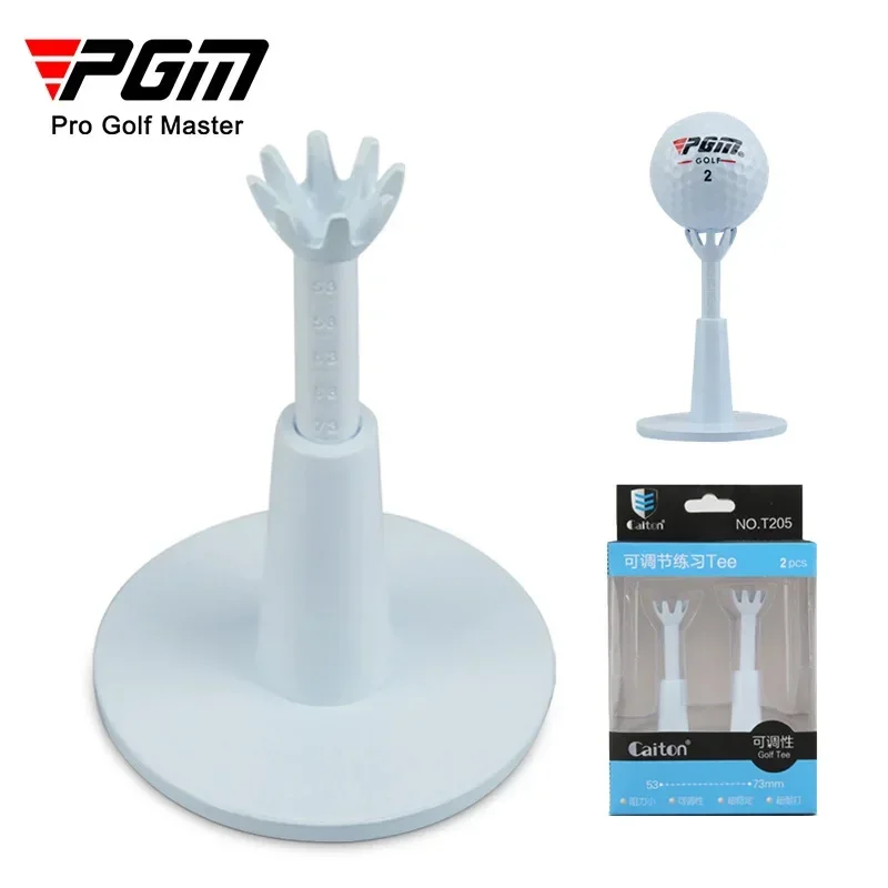 PGM Pack 2 Pcs Golf Tees Adjustable Height 53mm To 73mm Golf Range Tee Low Resistance Swing Soft Plastic Practice Mat Tee Boxed