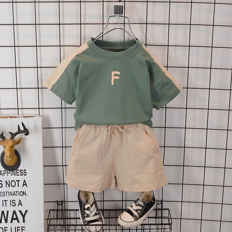 New Children Baby Boy Clothes Summer Fashion Letter T Shirt Shorts 2Pc/Sets Toddler Casual Sportswear Kids Tracksuits 1-5 Years