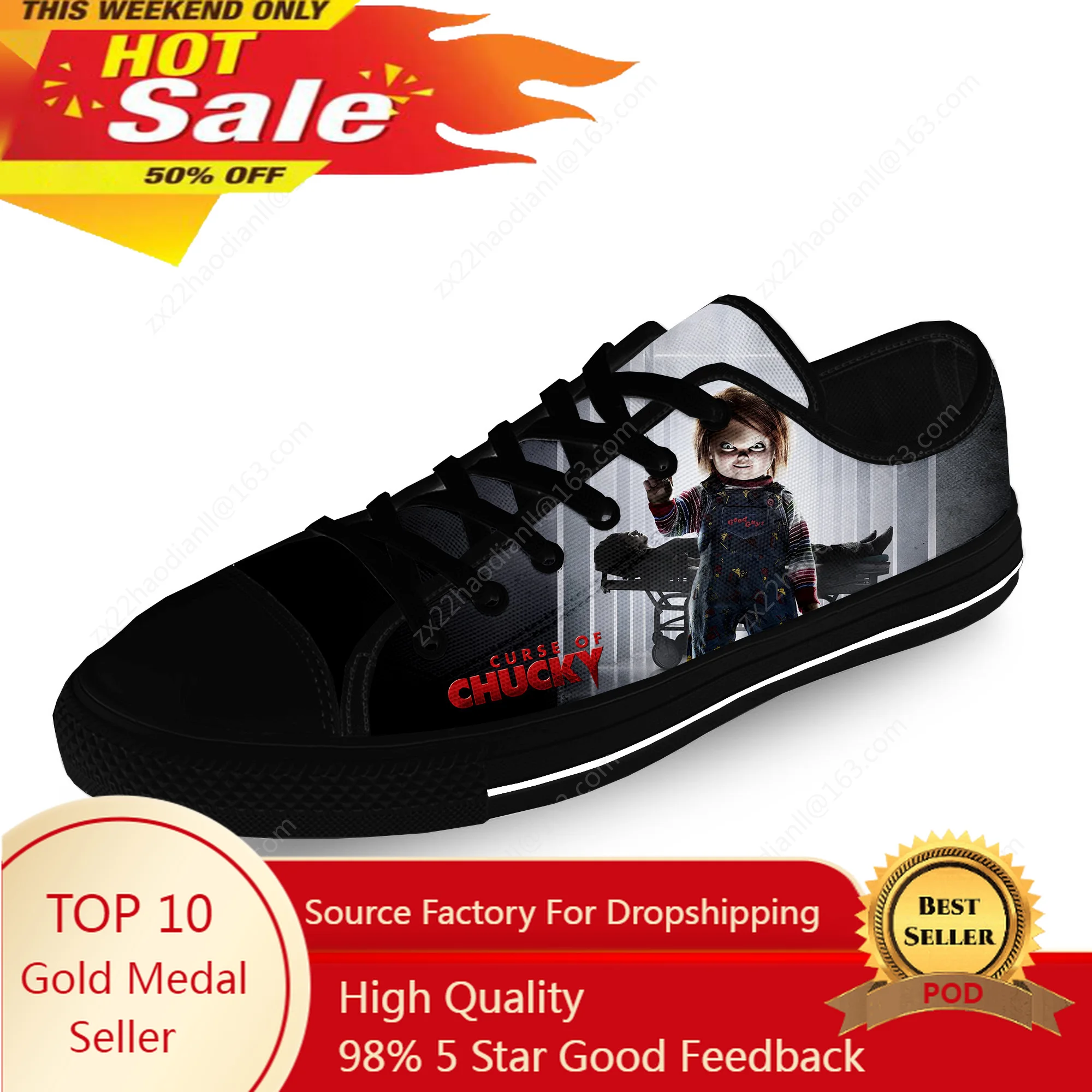 

Movie Horror Childs Play Chucky Casual Cloth Fashion 3D Print Low Top Canvas Shoes Men Women Lightweight Breathable Sneakers