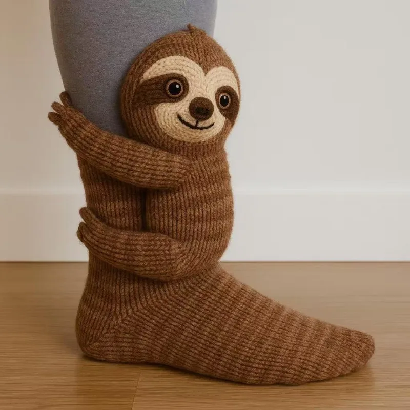 3D Knit Christmas Animal Socks Plush Crochet Holiday Gifts for Kids Women