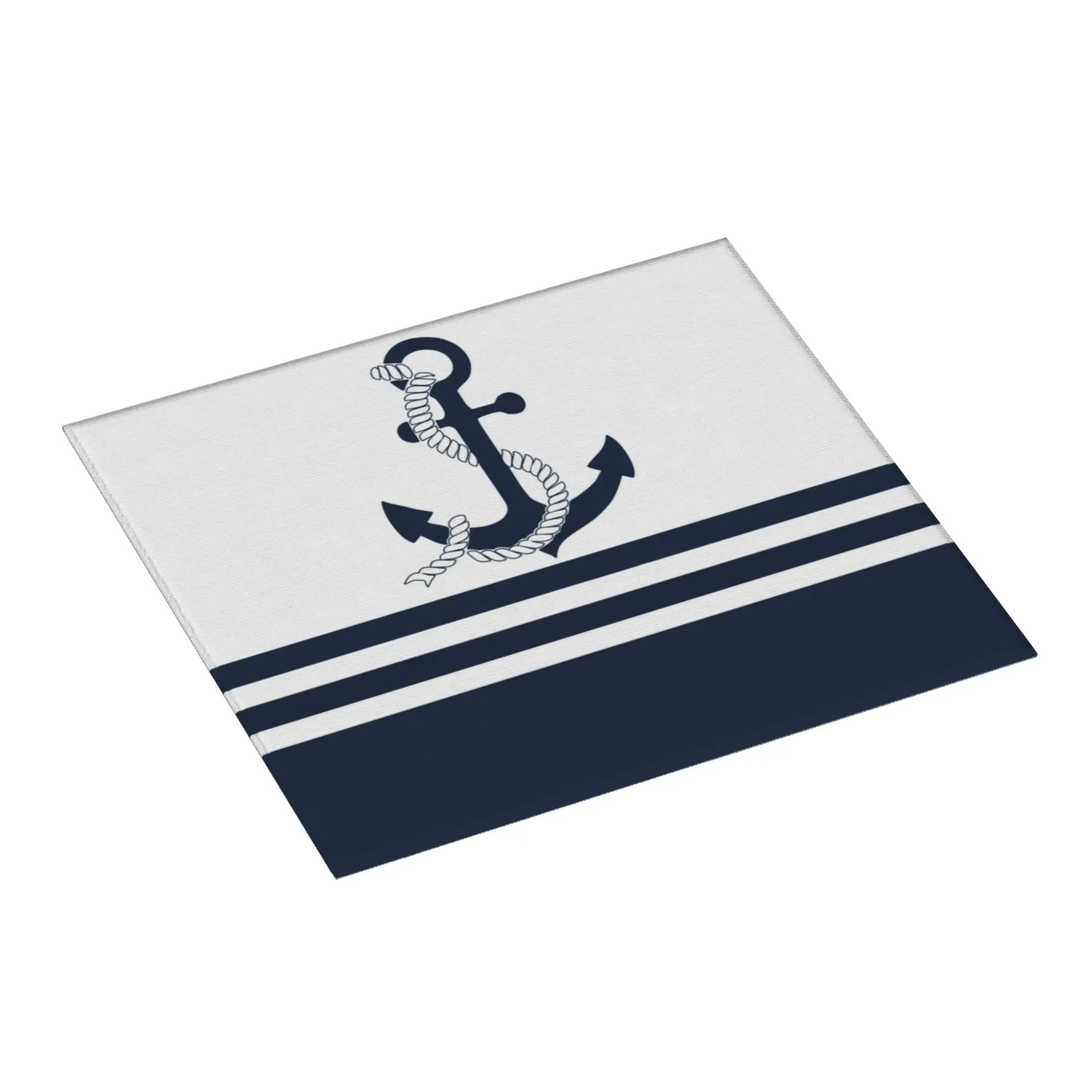 Nautical Blue Anchors with Blue and White Stripes Absorbent Barware Tableware Sailing Sailor Bathroom Drying Mat For Kitchen