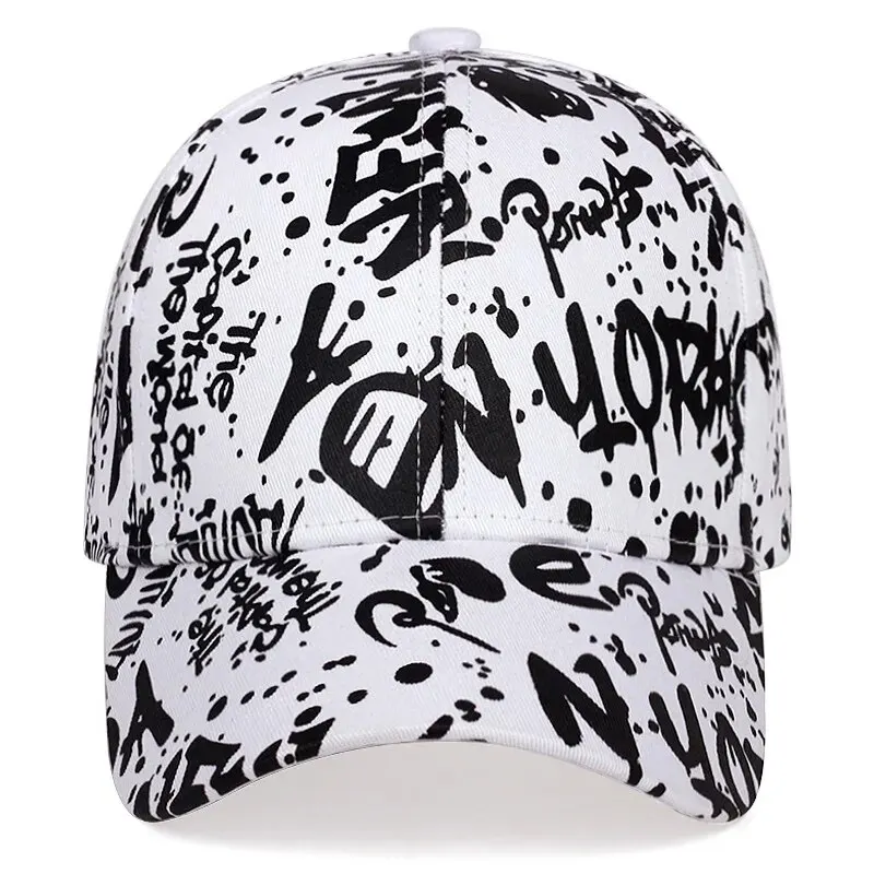 Unisex Letter Graffiti Print Baseball Caps Spring and Autumn Outdoor Adjustable Casual Hats Sunscreen Hat