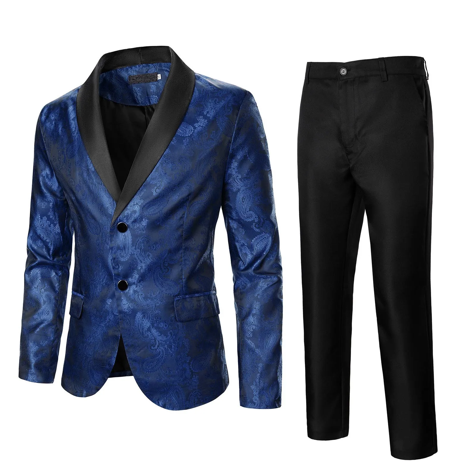 Luxury Men Business Banquet Silk Jacquard Men Suit Set Slim Fit Jacket Fashion Men's Wedding Prom Party Dress Blazers Coats