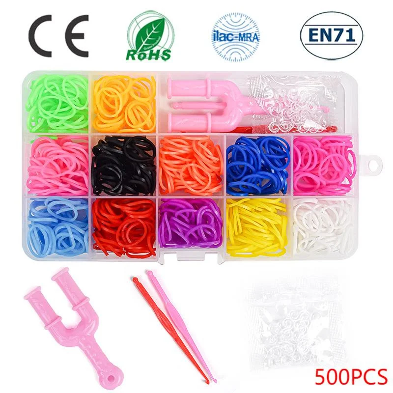 

500pcs Colorful Loom Rubber Bands Set 12 Colors DIY Rubber Bands Loom Bands Bracelet Making Kit Gift for Girls Kids Art Craft