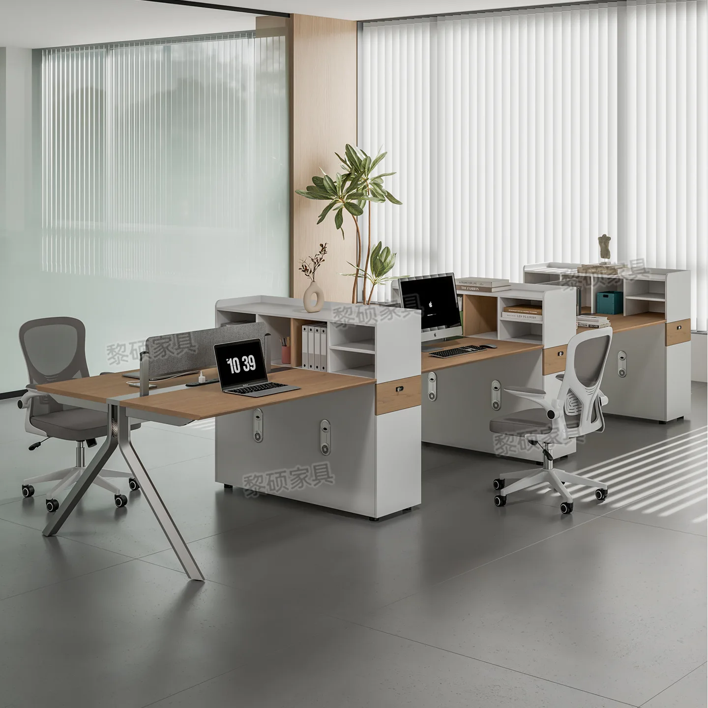 Four-person table and chair combination 6-person staff screen card seat