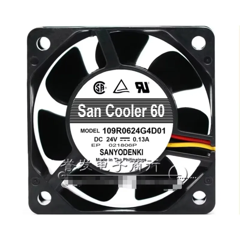 Ventilateur de refroidissement pour serveur SANYO DENKI 109R0624G4D01 DC 24V 0.13A 60x60x25mm 3 fils