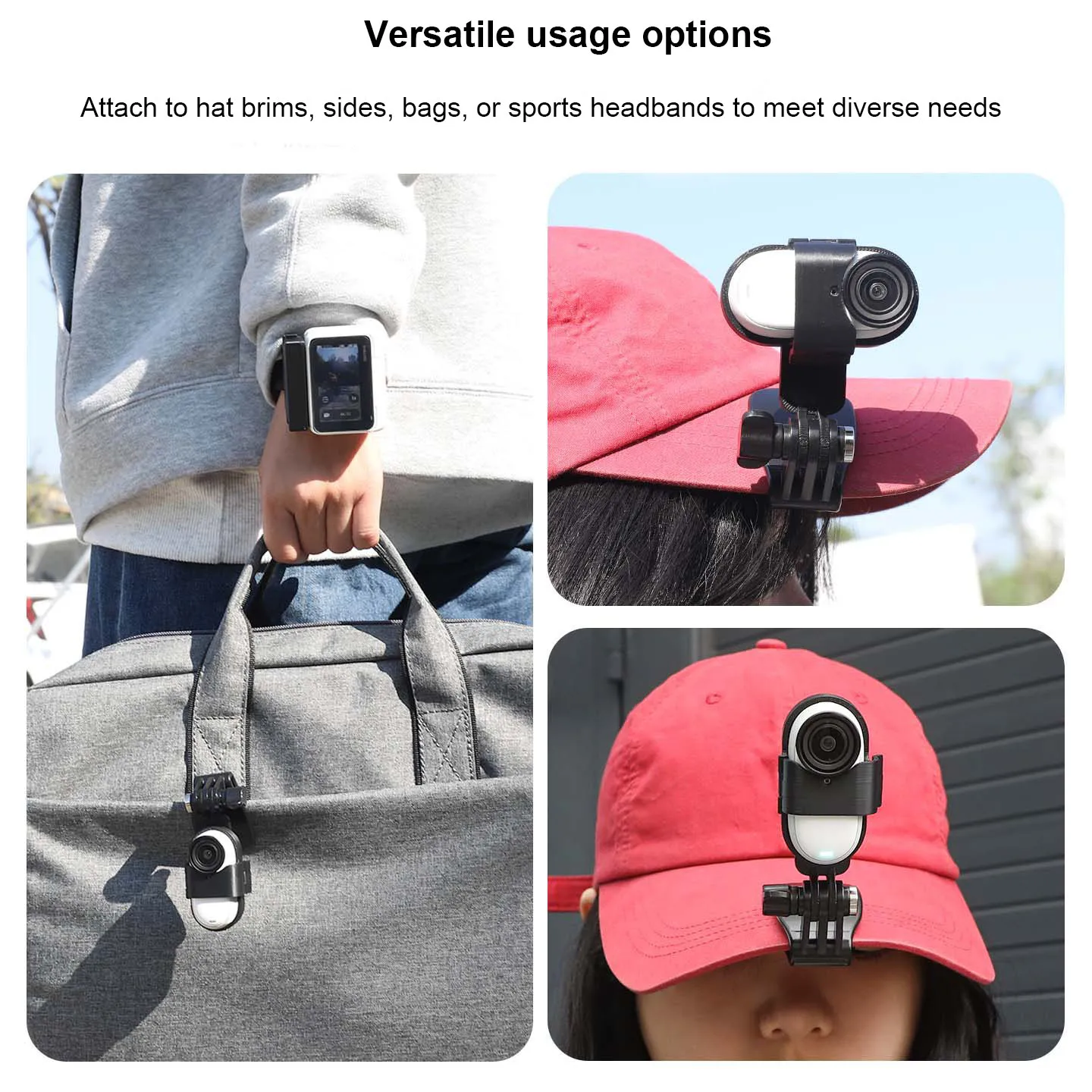 

For Insta360 GO3/3S Hat Clip Action Camera Baseball Cap Brim clip Fixing Bracket with Live View Wrist Strap Accessories