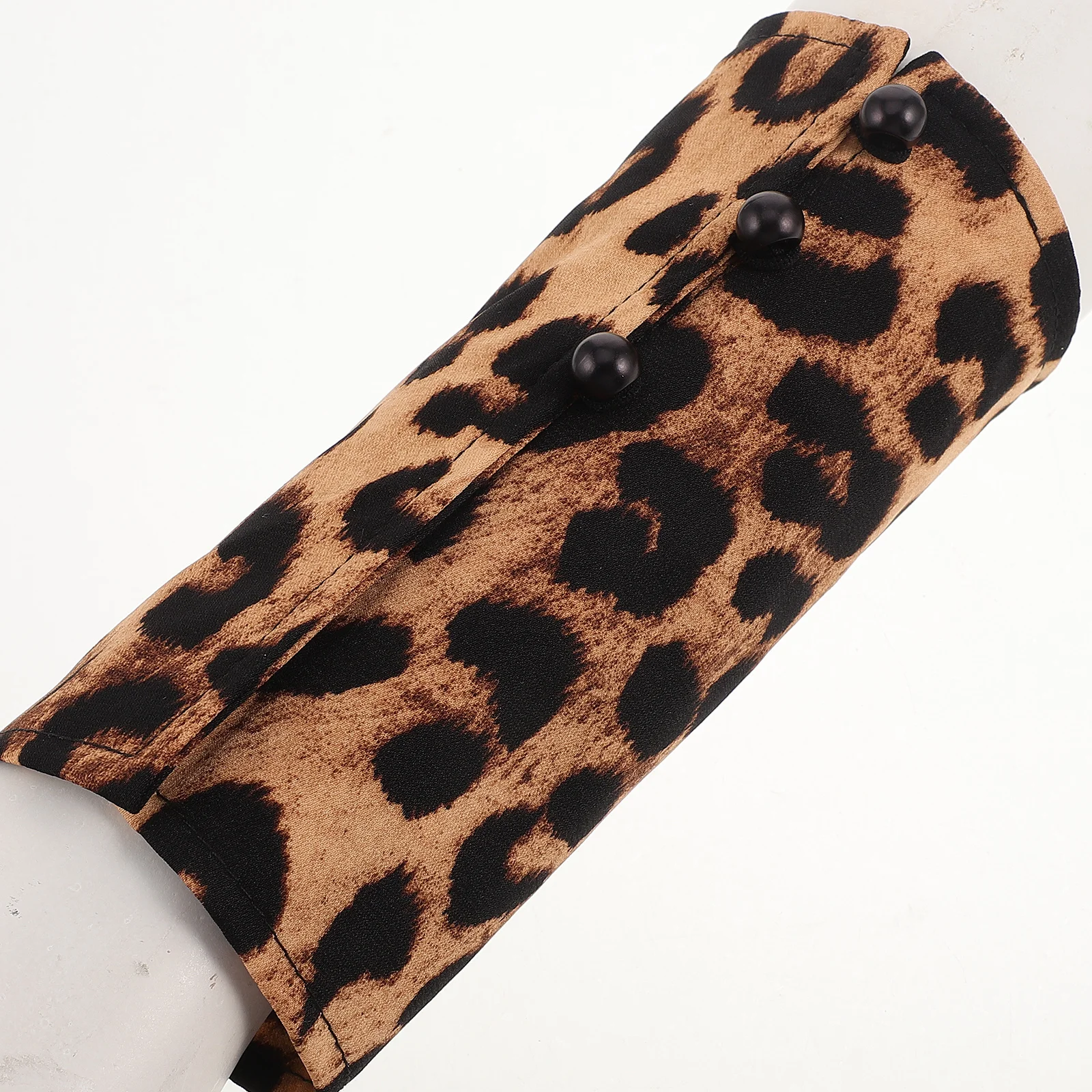 زوج واحد من الأكمام المزيفة بطباعة الفهد وأكمام معصم قابلة للفصل للنساء وإكسسوارات الملابس القابلة للإزالة #3