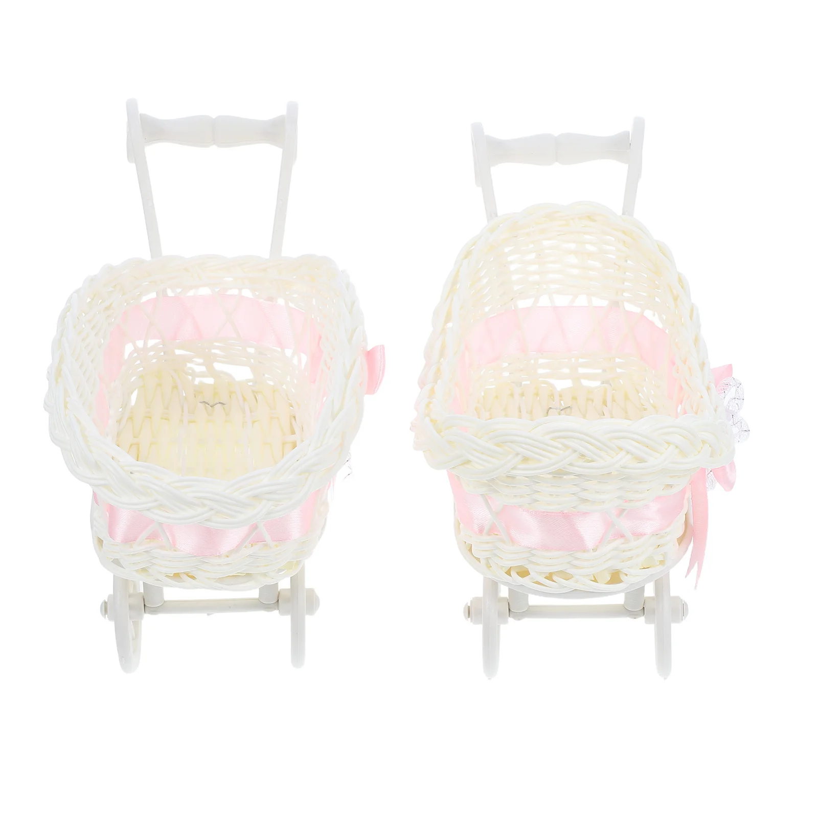 

2Pcs Cart Shape Woven Storage Baskets Candy Holders Shower Wedding Party Gift Decorative Organizer Shower Decors