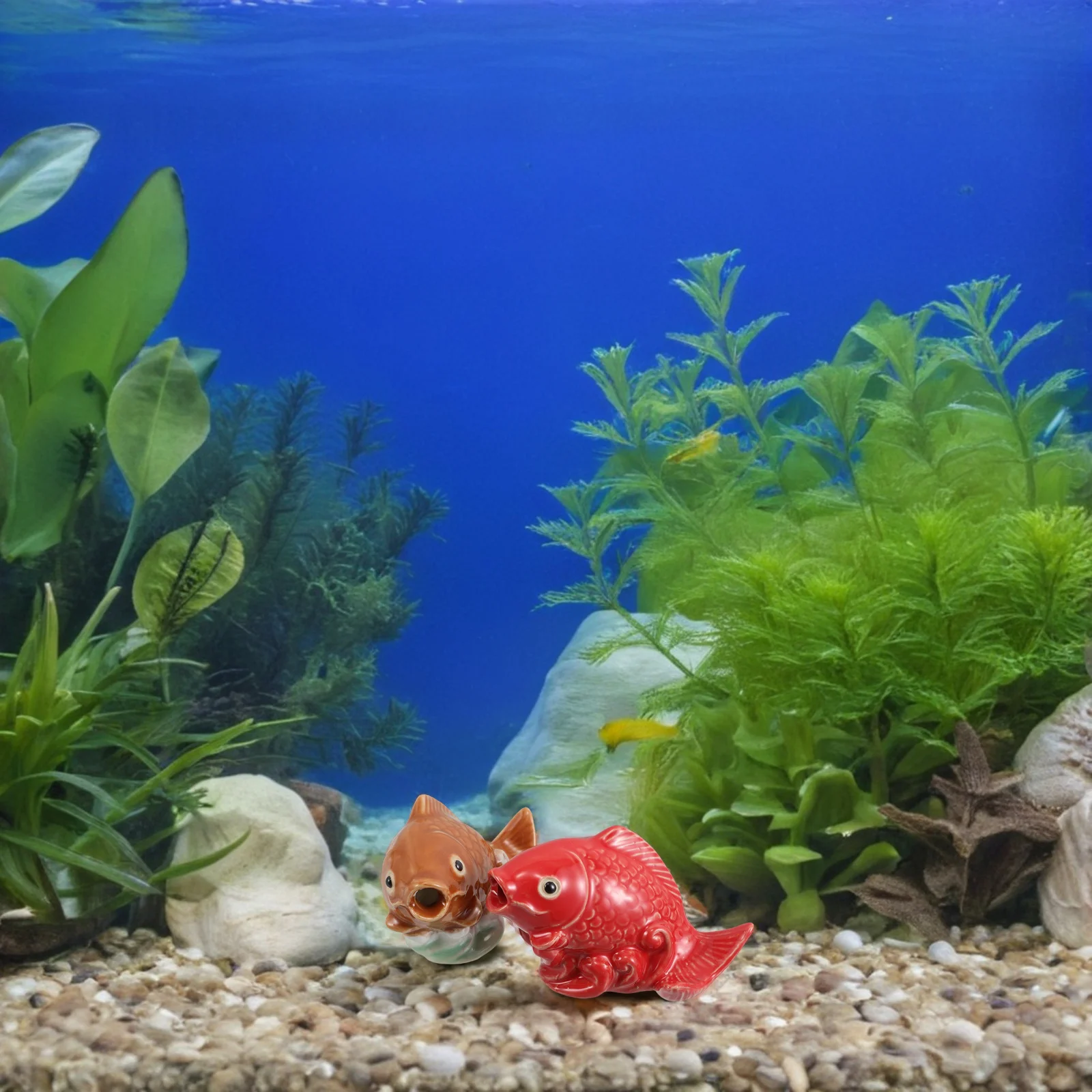 

2 Pcs Ceramic Garden Ornaments Fish Figurine Aquarium Figures Decoration Carp Statue