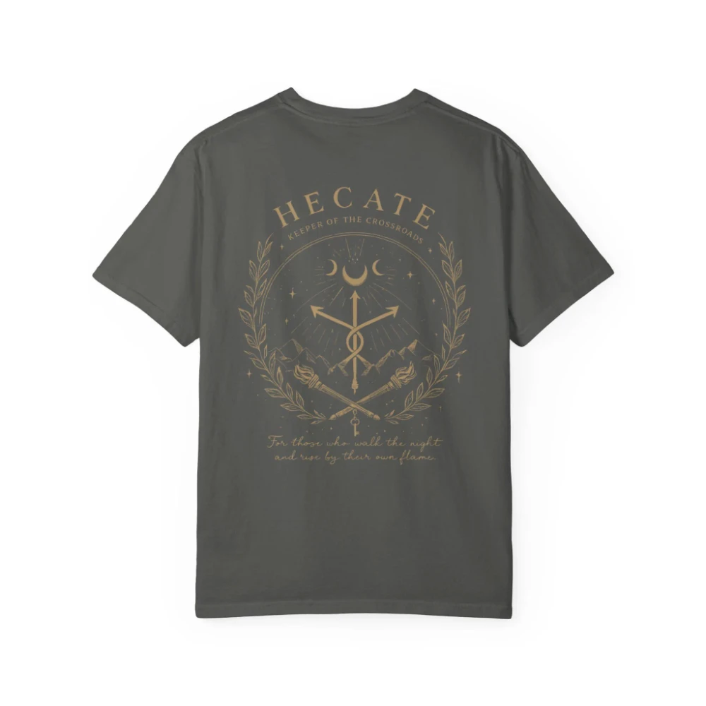 Hecate Shirt Gothic Minimal Witch Symbol Triple Moon Pagan Occult Tee Damen-T-Shirts für den Sommer – Detail 9