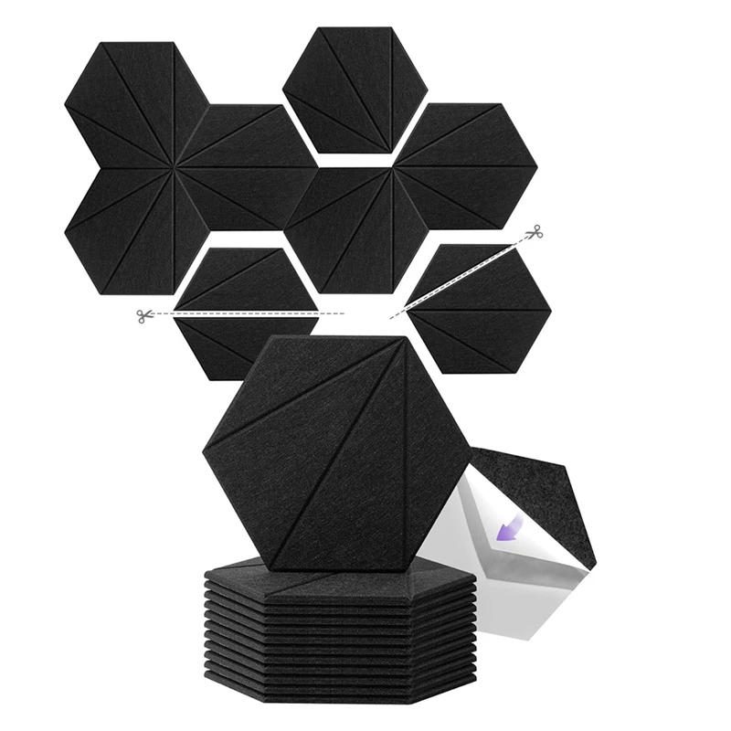 

AA79 New 12 Pack Acoustic Foam Panels 12X10x6x0.4 Inch,Self Adhesive Sound Proof Foam Wall Panels,For Acoustic Treatment