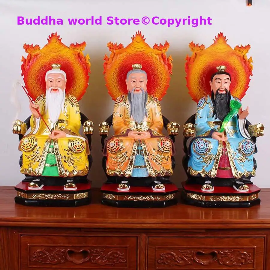 A SET 3pcs Taoism ZU SHI Gods SAN QING DAOZU TAI SHANG LAOJUN HOME temple exorcise evil spirits good luck Worship BUDDHA statue