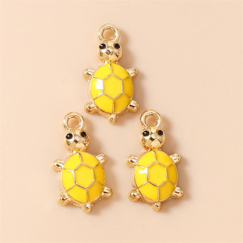 20 Stück 10 x 18 mm Cartoon-Anhänger mit bunten Emaille-Tiermotiven, Schildkröten-Anhänger für die Schmuckherstellung, Halsketten, Ohrringe, DIY-Bastelzubehör – Detail 6