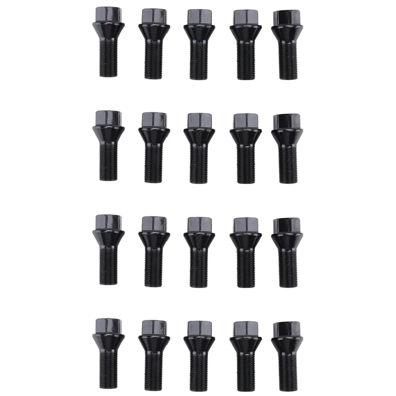 20Pcs M14 X 1.25 Black Wheel Locking Lug Bolt Nut Steel 36136781151 For -BMW X3 X5 E70 E71 F20 F25 X5 X6